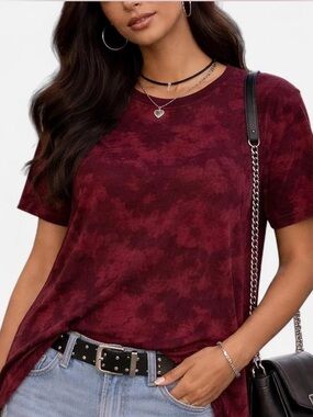 Mudd Burgundy Tie-Dye High-Low Tee